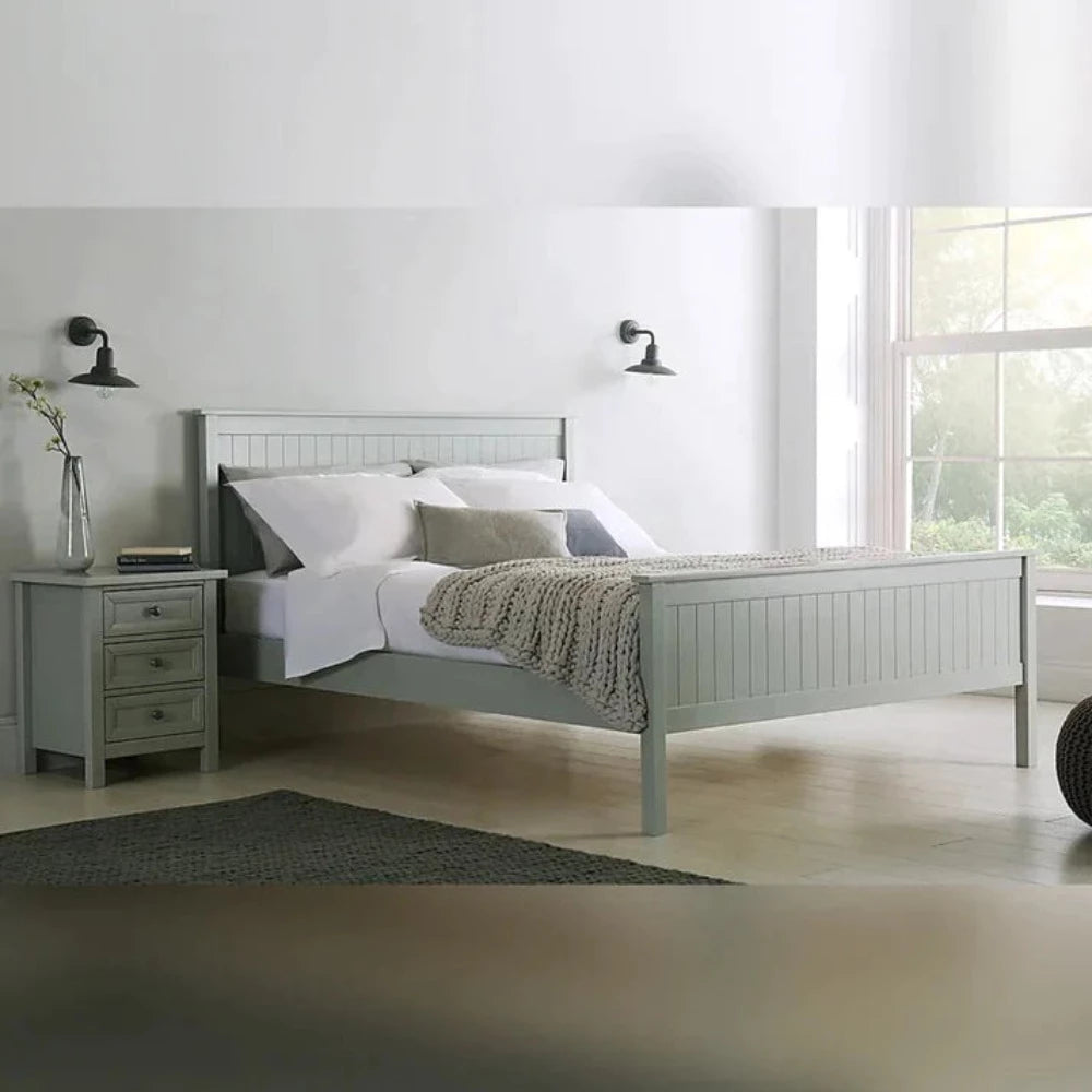 Simply Wooden Bed Without Storage in Grey Matt Finish