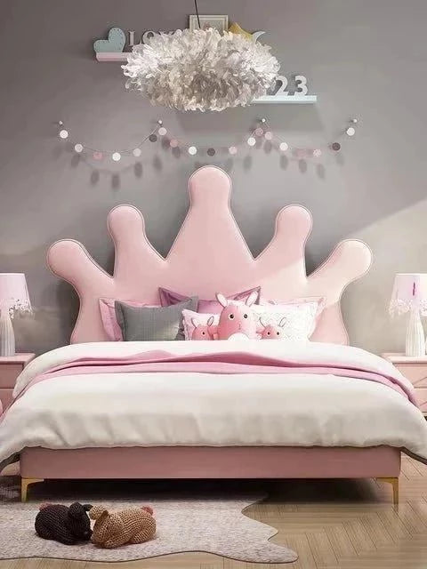 King Upholstered Luxury Bed Without Storage In Pink