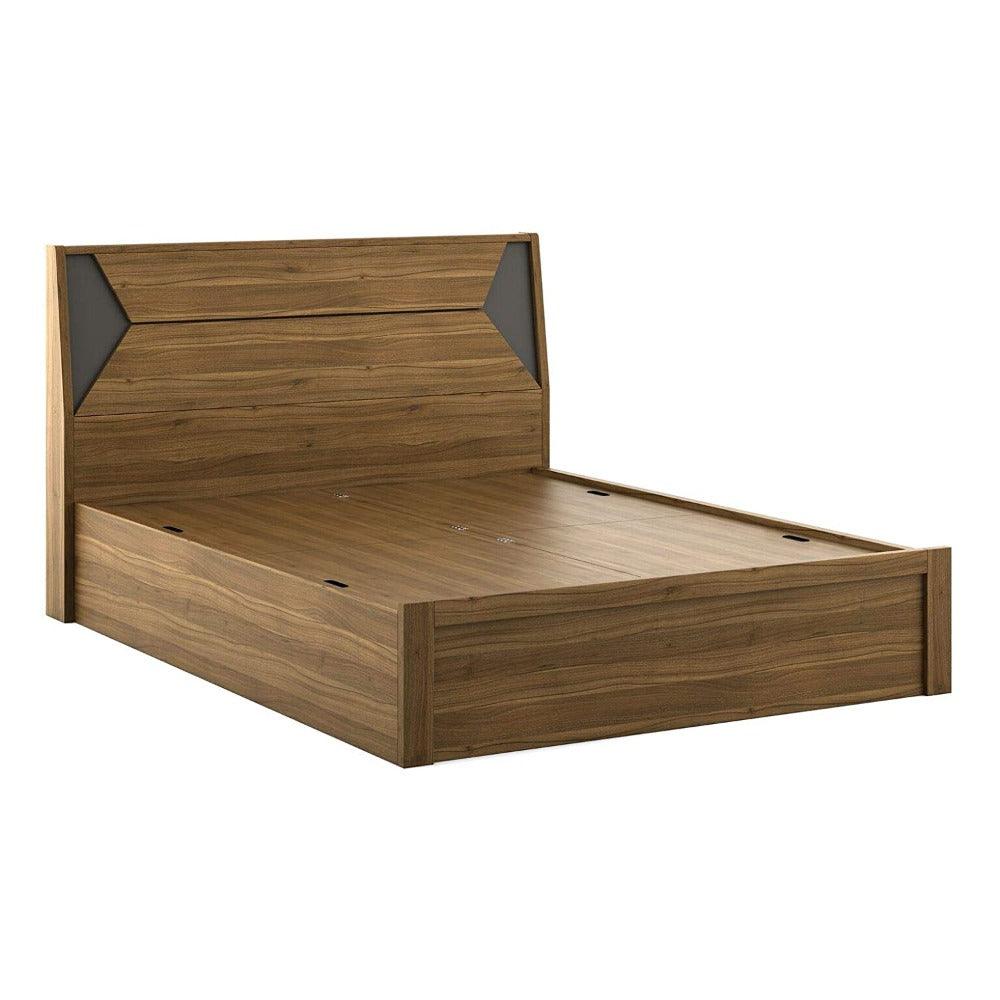 Kollo Wooden Bed In Tan With Storage