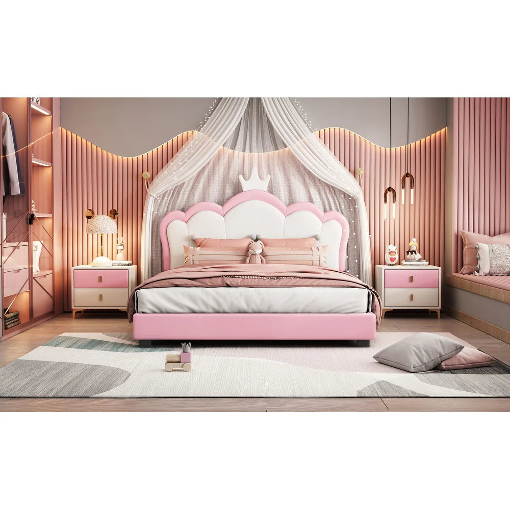 Little Princess Upholstered Bed Without Storage in Pink Suede